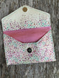 Delicate Floral Handmade Leather Clutch with pretty Pink interior