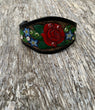 Rose and Forget me Not tooled leather cuff